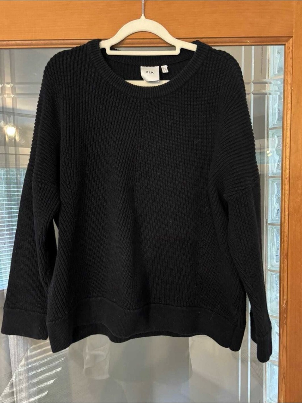 Elk Black Ribbed Crewneck Pullover Sweater